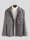 Mens Wool Blends Plaid Jackets Double Pockets Long Sleeve Fashion Wool Coats - Dark Grey