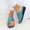 Women Daily Solid Color Slip Resistant Clip Toe Wedges Slippers - Blue2