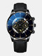 Decorated Pointer Men Business Watch Calendar Stainless Steel Leather Quartz Watch - #21