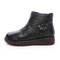 Women Soft Comfy Genuine Leather Warm Lining Zipper Ankle Boots - Black