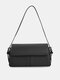 Women Faux Leather Brief Multi-Pockets Solid Color Crossbody Bag Shoulder Bag - Black