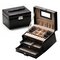 Leather Jewelry Storage Organizer 3 Layers Cosmetic  Container DIY Portable Gift Box - 04
