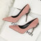 Women Solid Color Pointed Toe Fashion Metal Decor Fine Heels - Pink