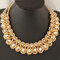 Luxury Women's Colorful Crystal Gold Exaggerated Bib Necklace Gift - Champagne