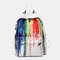 Women Ink Zipper Canvas Large Capacity Casual School Bag Backpack - White