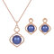 Luxury Jewelry Set Gold Plated Pearl Earrings Necklace Set - Blue