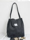 Women Corduroy Large Capacity Handbag Shoulder Bag Tote - Black