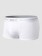 Men Cotton Contrast Letter Waistband U Convex Pouches Breathable Boxers Briefs - White