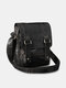 Menico Men Artificial Leather Vintage Cover Stitching Design Crossbody Bag Daily Business Retro Shoulder Bag - Black