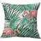 Flamingo Linen Throw Pillow Cover Pattern Watercolour Green Tropical Leaves Monstera Leaf Palm Aloha - #1