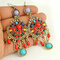 Bohemian Colorful Orecchini pendenti con nappe di perle di riso Orecchini geometrici intagliati a goccia d'acqua in metallo - 02