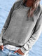 Solid Color Long Sleeve O-neck T-shirt For Women - Grey