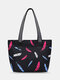 Women Nylon Calico Floral Feather Pattern Printed Shoulder Bag Handbag Tote - 1