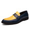 Men Microfiber Leather Slip Resistant Slip On Business Casual Formal Shoes - Yellow