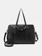 Faux Leather Multi-pocket Large Capacity 13.3 Inch Laptop Bag Two-piece Set Handbag Crossbody Bag Tote - Black