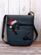 Women Felt Christmas Hat Cat Print Striped Crossbody Bag Shoulder Bag - Blue