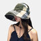 Sun Hat Covering Face Folding Empty Top Hat Cycling Big Eaves - Army Green