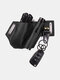 EDC Outdoor Genuine Leather Multifunction Flashlight Belt Sheath With Keychain Belt Bag - Black