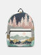 Women Men Large Capacity Landscape Mountain Treetop Prints Backpack - 01