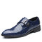 Large Size Men Metal Buckle Slip Resistant Slip On Formal Dress Shoes - Blue