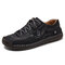 Menico Men Microfiber Leather Hand Stitching Comfort Soft Casual Shoes - Black