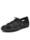 Men Hollow Out Breathable Soft Hand Stitching Water Beach Sandals - Black