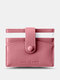 Women Faux Leather Macaron Color Matching 6 Card Slot Card Holder Mini Short Wallet - Orange Pink