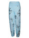 Butterfly Printing Loose Wide Leg Casual Large Size Pant - Blue