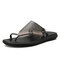 Men Microfiber Leather Clip Toe Slippers Soft Beach Water Sandals - Grey