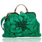Rose Flower Women Handbag Cosmetic Bag - Deep Green