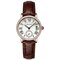 女性のためのトレンディなクォーツ時計ラウンドダイヤルローマ数字シンプルな革バンド時計 - 褐色