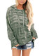 Tie-dyed Long Sleeve Casual Hoodie For Women - Army Green