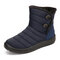 Buckle Cold Resistant Warm Fur Lining Waterproof Snow Ankle Boots For Women - Blue