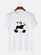 Mens Cartoon Banana Panda Print 100% Cotton Casual Short Sleeve T-Shirt - White