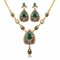 Luxury Water Drop Jewelry Set Gold Chain Rhinestone Charm Necklace Earring Ethnic Jewelry for Women - Green