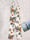 Floral Print Drawstring V-neck Sleeveless Casual Jumpsuit for Women - Beige