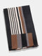 Women Artificial Cashmere Dual-use Colorful Striped Color-block Print Fashion Warmth Shawl Scarf - Black