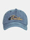 Unisex Washed Cotton Boat Anchor Letters Embroidery All-match Sunscreen Baseball Caps - Navy