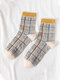 5 Pairs Women Cotton Jacquard Cartoon Little Bear Lattice Patterns Fashion Breathable Socks - #08