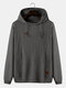 Mens Knitted Solid Color Applique Casual Drawstring Hooded Sweaters - Gray