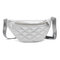 Women Solid Leisure Multi-function Soft Leather Fanny Bags Stitching Crossbody Bags - Silver