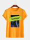 Mens Cool Slogan Pattern Print Short Sleeve Basic T-Shirts - Yellow