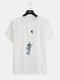 Mens Planet Astronaut Print Crew Neck Short Sleeve T-Shirts - White