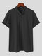 Plus Size Mens Solid Color Frog Button Casual Short Sleeve Henley Shirts - Black