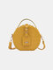 Women Alligator Round Cake Shoulder Bag Crossbody Bag Handbag - Yellow