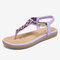 LOSTISY Beaded Decor Comfy Clip Toe Beach Elastic Flat Sandals - Purple