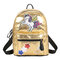 New Trend Fashion Bag Glossy Print Compact Backpack Rainbow Backpack Cute Wild - Golden-638