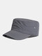 Men Dacron Solid Color Sunscreen Casual Military Cap Flat Cap - Gray