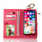 Men And Women Detachable Multifunction Genuine Leather Phone Cases For iphone 3 Card Slot Wallet - Red & Rose