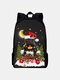 Women Men Christmas Cat Lantern Pattern Printing Backpack - Black1